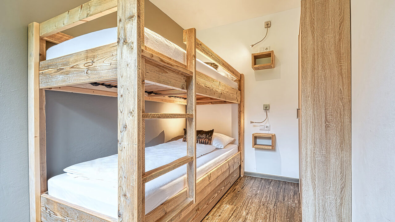 Zweites Schlafzimmer mit Stockbett im Apartment Panorama